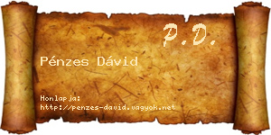 Pénzes Dávid névjegykártya